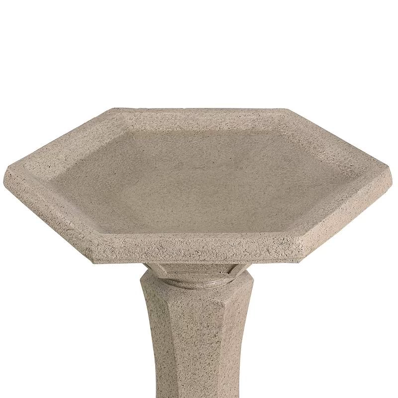 Kenroy Home Riviera 22" High Sandstone Outdoor Bird Bath 5 Kenroy Home Riviera 22" High Sandstone Outdoor Bird Bath - Image 3