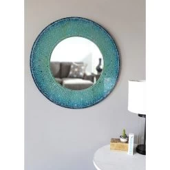 Kenroy Home Seashore Teal 34" Round Wall Mirror