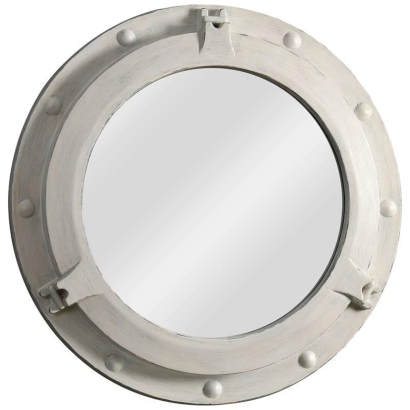 Kenroy Home Starboard Distressed White 34" Round Wall Mirror 3 Kenroy Home Starboard Distressed White 34" Round Wall Mirror