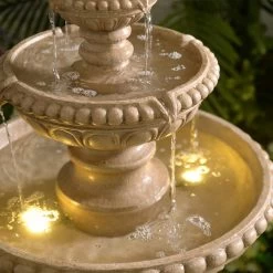 Kenroy Home Tucson 46"H Sandstone 3-Tier LED Floor Fountain -Kenroy Store kenroy home tucson 46 inchh sandstone 3 tier led floor fountain 85a37views4