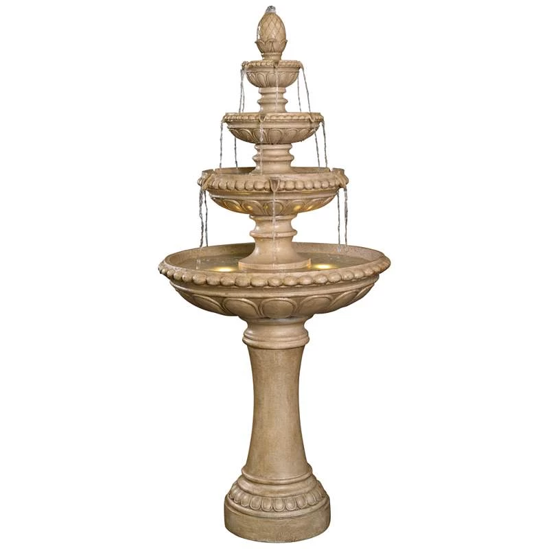 Kenroy Home Tucson 65"H Sandstone 4-Tier LED Floor Fountain 4 Kenroy Home Tucson 65"H Sandstone 4-Tier LED Floor Fountain - Image 2