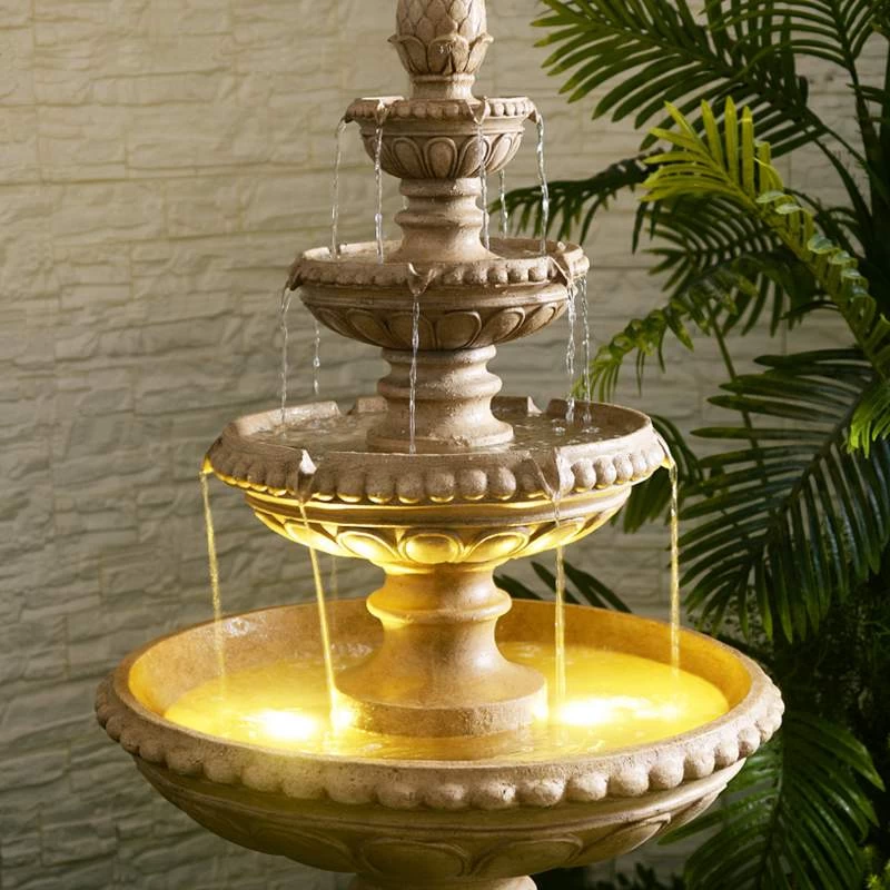 Kenroy Home Tucson 65"H Sandstone 4-Tier LED Floor Fountain 7 Kenroy Home Tucson 65"H Sandstone 4-Tier LED Floor Fountain - Image 5