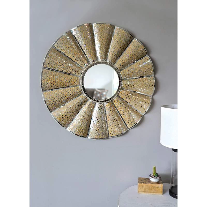 Kenroy Home Waverly Cream And Yellow 34" Round Wall Mirror 3 Kenroy Home Waverly Cream And Yellow 34" Round Wall Mirror