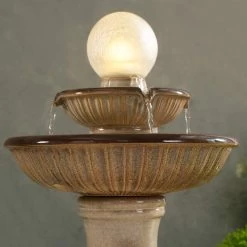 Knight 26 1/2" High Ivory Ceramic 2-Tier LED Floor Fountain -Kenroy Store knight 26 and one half inch high ivory ceramic 2 tier led floor fountain 85a32views1