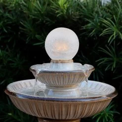 Knight 26 1/2" High Ivory Ceramic 2-Tier LED Floor Fountain -Kenroy Store knight 26 and one half inch high ivory ceramic 2 tier led floor fountain 85a32views2