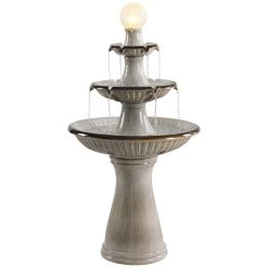 Knight 45 1/4" High Ivory 3-Tier LED Floor Water Fountain