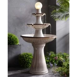 Knight 45 1/4" High Ivory 3-Tier LED Floor Water Fountain 10 Knight 45 1/4" High Ivory 3-Tier LED Floor Water Fountain -Kenroy Store knight 45 and one quarter inch high ivory 3 tier led floor water fountain 85a42views2