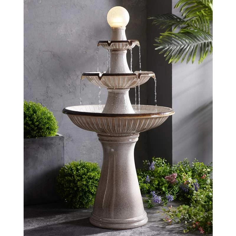 Knight 45 1/4" High Ivory 3-Tier LED Floor Water Fountain 5 Knight 45 1/4" High Ivory 3-Tier LED Floor Water Fountain - Image 3