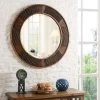 Lagoon Painted Wood W/ Natural Rattan 34" Round Wall Mirror -Kenroy Store lagoon painted wood w natural rattan 34 inch round wall mirror 83r23cropped
