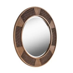 Lagoon Painted Wood W/ Natural Rattan 34" Round Wall Mirror -Kenroy Store lagoon painted wood w natural rattan 34 inch round wall mirror 83r23views1