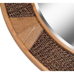 Lagoon Painted Wood W/ Natural Rattan 34" Round Wall Mirror -Kenroy Store lagoon painted wood w natural rattan 34 inch round wall mirror 83r23views4