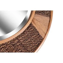 Lagoon Painted Wood W/ Natural Rattan 34" Round Wall Mirror -Kenroy Store lagoon painted wood w natural rattan 34 inch round wall mirror 83r23views5