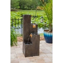 Lincoln 34" High Wood Grain Rustic Modern Fountain -Kenroy Store lincoln 34 inch high wood grain rustic modern fountain 66h65views2