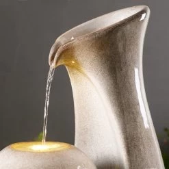 Maria 31 1/2" High Ivory Ceramic LED Floor Water Fountain -Kenroy Store maria 31 and one half inch high ivory ceramic led floor water fountain 85a34views2