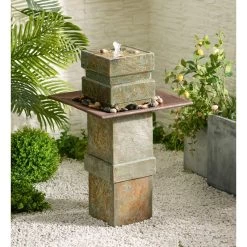 Pilaster Post 33" High Slate Indoor-Outdoor Bubbler Fountain