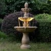 Plantation 62"H Sandstone 3-Tier Outdoor LED Floor Fountain -Kenroy Store plantation 62 inchh sandstone 3 tier outdoor led floor fountain 857h0cropped