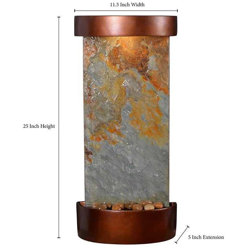 Riverbed 25" High Slate And Copper Outdoor LED Wall Fountain 6 Riverbed 25" High Slate And Copper Outdoor LED Wall Fountain - Image 5