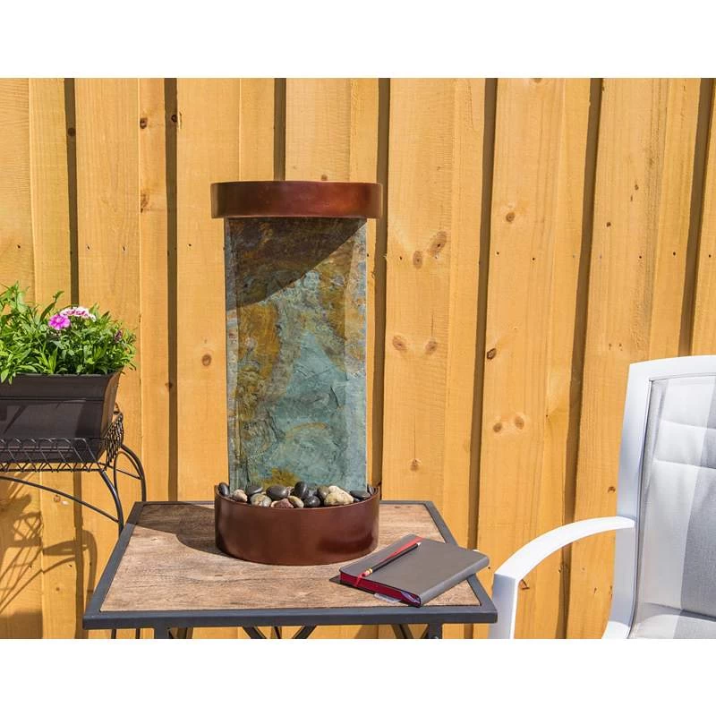 Riverbed 25" High Slate And Copper Outdoor LED Wall Fountain 7 Riverbed 25" High Slate And Copper Outdoor LED Wall Fountain - Image 6