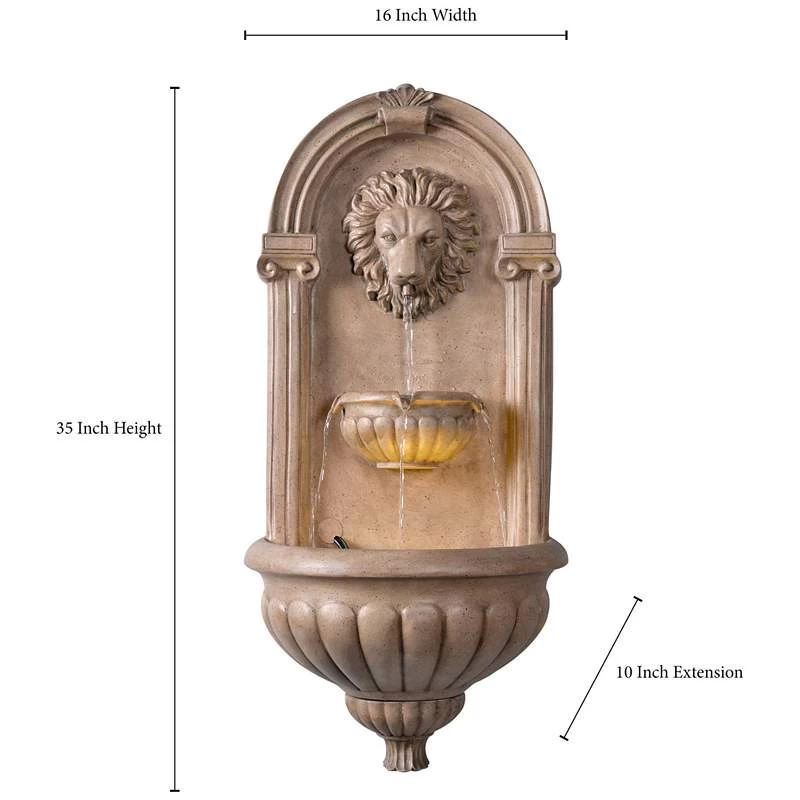 Royal 35" High Sandstone LED Outdoor Wall Fountain 5 Royal 35" High Sandstone LED Outdoor Wall Fountain - Image 3