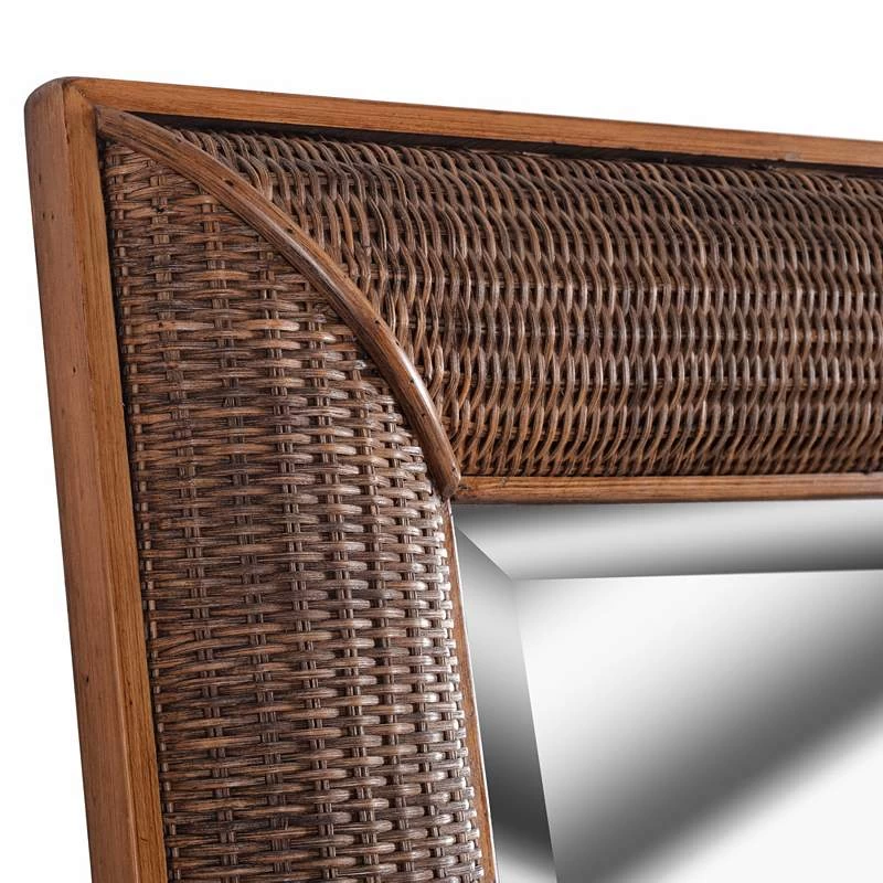 Searil Painted Wood And Rattan 30" X 40" Wall Mirror 8 Searil Painted Wood And Rattan 30" X 40" Wall Mirror - Image 6