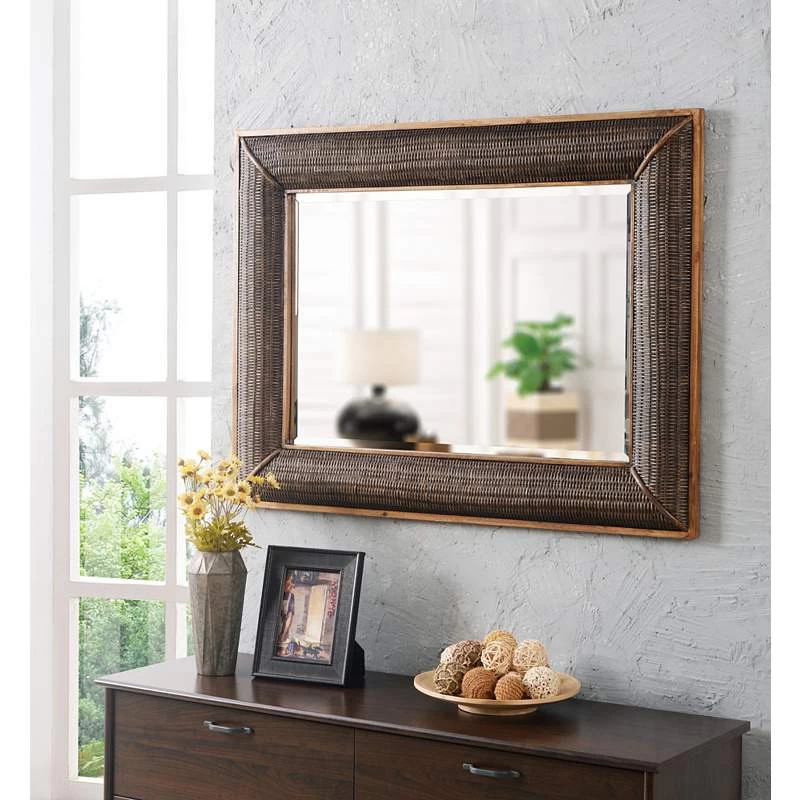 Searil Painted Wood And Rattan 30" X 40" Wall Mirror 9 Searil Painted Wood And Rattan 30" X 40" Wall Mirror - Image 7