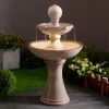 Serene 38" High Ivory Ceramic 2-Tier LED Garden Patio Water Fountain 1 Serene 38" High Ivory Ceramic 2-Tier LED Garden Patio Water Fountain -Kenroy Store serene 38 inch high ivory ceramic 2 tier led garden patio water fountain 85a36cropped