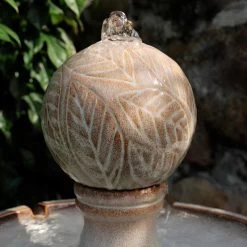 Serene 38" High Ivory Ceramic 2-Tier LED Garden Patio Water Fountain -Kenroy Store serene 38 inch high ivory ceramic 2 tier led garden patio water fountain 85a36views1