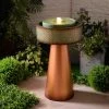 Solidad 31 1/2"H Copper And Green Tiered LED Floor Fountain -Kenroy Store solidad 31 and one half inchh copper and green tiered led floor fountain 85a35cropped