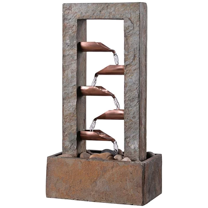 Spillway 19" High Slate And Copper Indoor Table Fountain 3 Spillway 19" High Slate And Copper Indoor Table Fountain