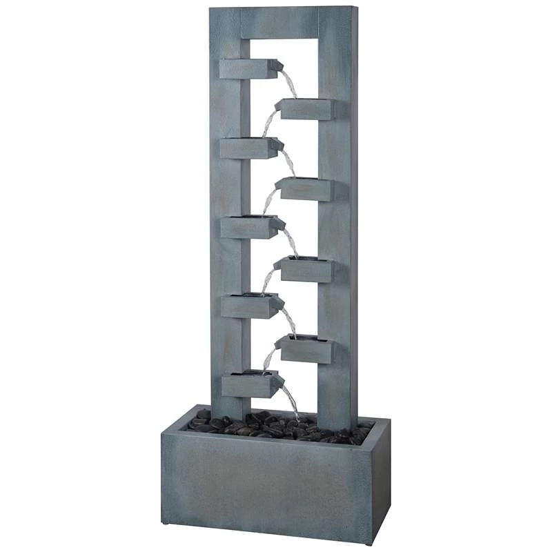 Stanton 51" High Dusty Blue Waterfall Water Chain Fountain 4 Stanton 51" High Dusty Blue Waterfall Water Chain Fountain - Image 2