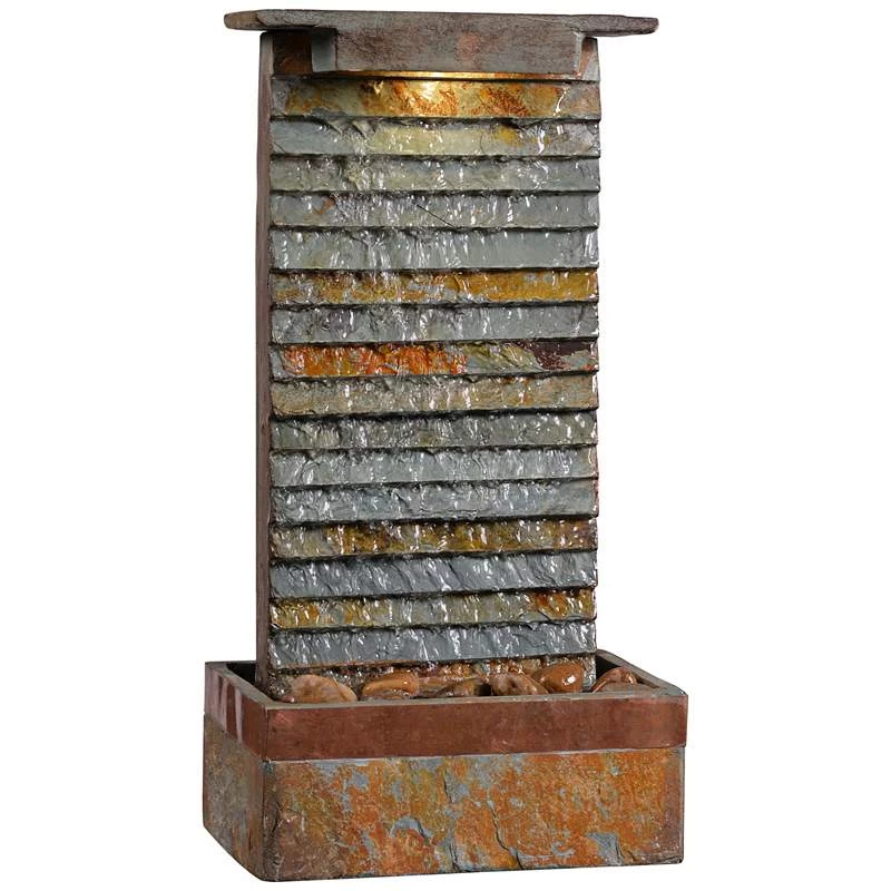 Stave Slate Stone 19" High Rustic Modern Fountain With LED Light 4 Stave Slate Stone 19" High Rustic Modern Fountain With LED Light - Image 2