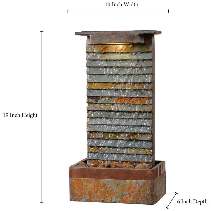 Stave Slate Stone 19" High Rustic Modern Fountain With LED Light 5 Stave Slate Stone 19" High Rustic Modern Fountain With LED Light - Image 3