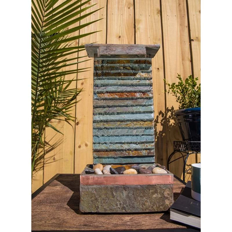 Stave Slate Stone 19" High Rustic Modern Fountain With LED Light 7 Stave Slate Stone 19" High Rustic Modern Fountain With LED Light - Image 5