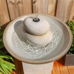 Stonewell 29" High Ivory Ceramic LED Outdoor Floor Fountain -Kenroy Store stonewell 29 inch high ivory ceramic led outdoor floor fountain 78f06views1