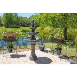 Tucson 65" High Zinc 4-Tier Outdoor LED Floor Fountain -Kenroy Store tucson 65 inch high zinc 4 tier outdoor led floor fountain 66h78views3