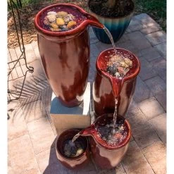 Vessel 36" High Textured Rustic Ceramic Outdoor Fountain 13 Vessel 36" High Textured Rustic Ceramic Outdoor Fountain -Kenroy Store vessel 36 inch high textured rustic ceramic outdoor fountain 66h90views4