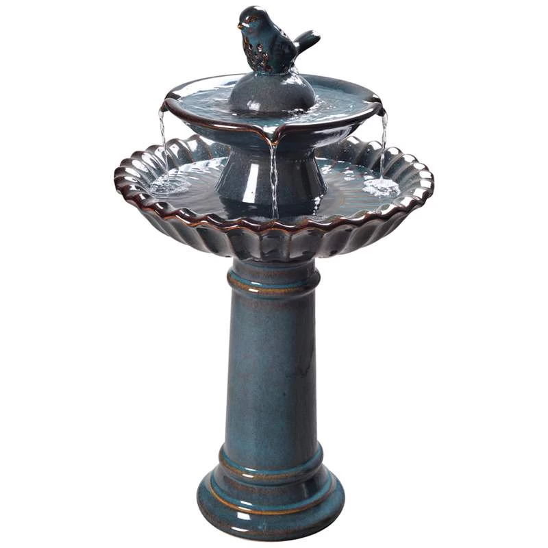 Vogel 27 1/4" High Teal Blue Ceramic Bird Garden Fountain 4 Vogel 27 1/4" High Teal Blue Ceramic Bird Garden Fountain - Image 2